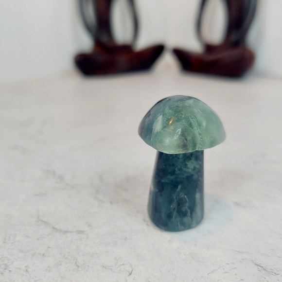 Purple & Green Fluorite Mushroom Carving | Clarity • Intuition - Picture 3 of 5